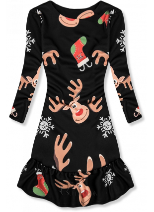 Kleid mit Weihnachts-Motiv schwarz