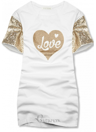 Weißes Damen-T-Shirt mit der Aufschrift Love