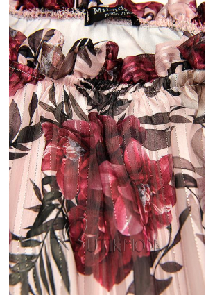 Hellrosa Blumenkleid mit Band in der Taille