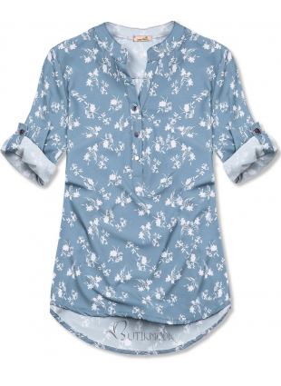 Hemd mit Blumendruck jeansblau