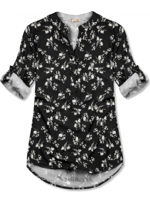 Hemd mit Blumendruck schwarz/weiß