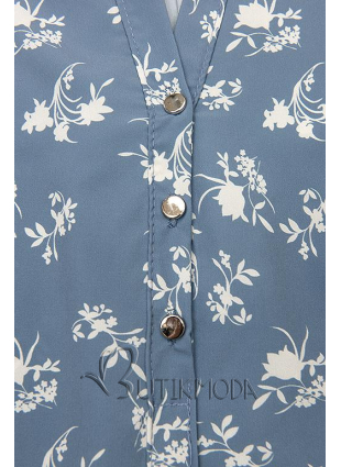 Hemd mit Blumendruck jeansblau