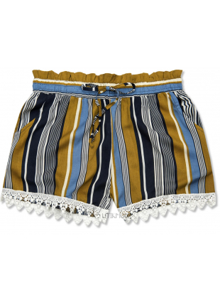 Shorts mit Spitzensaum khaki/blau