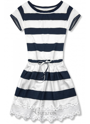Kleid mit Spitze weiß/blau X.