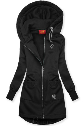 Sweatjacke mit verlängerter Rückseite Schwarz