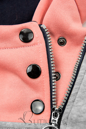 Kapuzensweatjacke in langer Form mit Zipper grau
