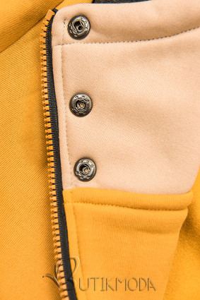 Kapuzensweatjacke in langer Form mit Zipper gelb