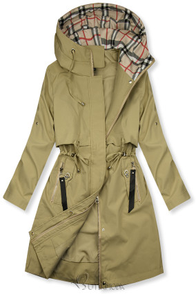 Trenchcoat mit kariertem Futter, dark beige