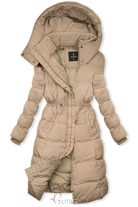 Winterjacke mit Kordelzug in der Taille Beige