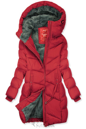 Warme Winterjacke in verlängertem Schnitt Rot