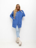 Blauer Alpakamantel mit Kapuze