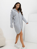 Langer grauer Melange Kapuzenpullover RUE PARIS