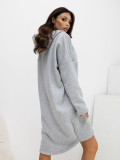 Langer grauer Melange Kapuzenpullover RUE PARIS