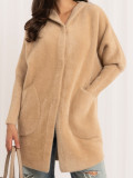 Beige Alpaka-Mantel mit Kapuze