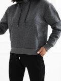Dunkelgrauer Damen Hoodie RUE PARIS