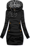 Sweatshirt/Sweatkleid mit Kapuze schwarz