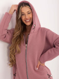 RUE PARIS Lange rosa Kapuzenpullover