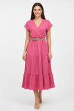 Midi-Sommerkleid mit Gürtel Beige
