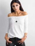 Weiße Bluse mit Carmen-Ausschnitt Basic Live