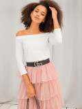 Weiße Bluse mit Carmen-Ausschnitt Basic Live