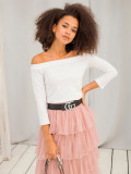 Weiße Bluse mit Carmen-Ausschnitt Basic Live