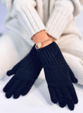 Winterhandschuhe mit Strickmuster Schwarz