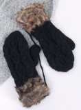 Fäustlinge mit Strickmuster Schwarz