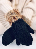 Fäustlinge mit Strickmuster Schwarz