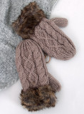Fäustlinge mit Strickmuster Mocca
