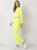 Fluo gelbes Damen Sportset