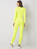 Fluo gelbes Damen Sportset