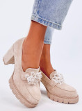 Mokassins mit Absatz Beige