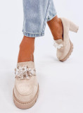 Mokassins mit Absatz Beige