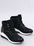 Damen-Sneaker mit Keilabsatz in Schwarz