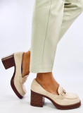 Damen-Mokassins mit Absatz Beige