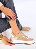 Sneaker auf Plateausohle aus Öko-Leder Camel