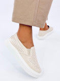 Perforierte Slip-On-Sneaker Beige