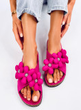 Damen Pantoletten mit Blumen Pink