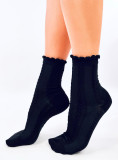 Socken mit Strickmuster 01 Schwarz