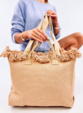 Strandtasche im Boho-Stil mit Quasten Beige