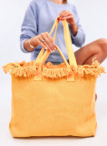 Strandtasche im Boho-Stil mit Quasten Gelb
