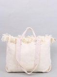 Strandtasche im Boho-Stil mit Quasten Ecru