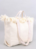 Strandtasche im Boho-Stil mit Quasten Ecru