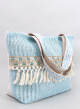 Strandstrohtasche BOHO Babyblau