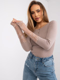 Damenbluse mit langen Ärmeln in Beige