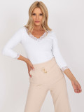 Weiße Bluse mit 3/4-Ärmeln
