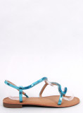Blaue Sandalen mit Kristallen
