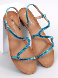 Blaue Sandalen mit Kristallen