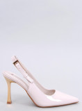 Lackierte Pumps auf goldenem Absatz Beige
