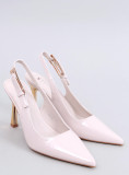 Lackierte Pumps auf goldenem Absatz Beige
